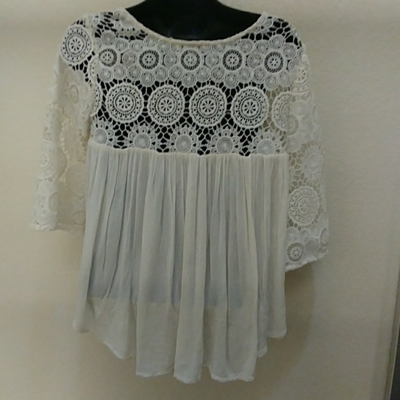 American Eagle Outfitters Gauze & Lace Top - Picture 4 of 8